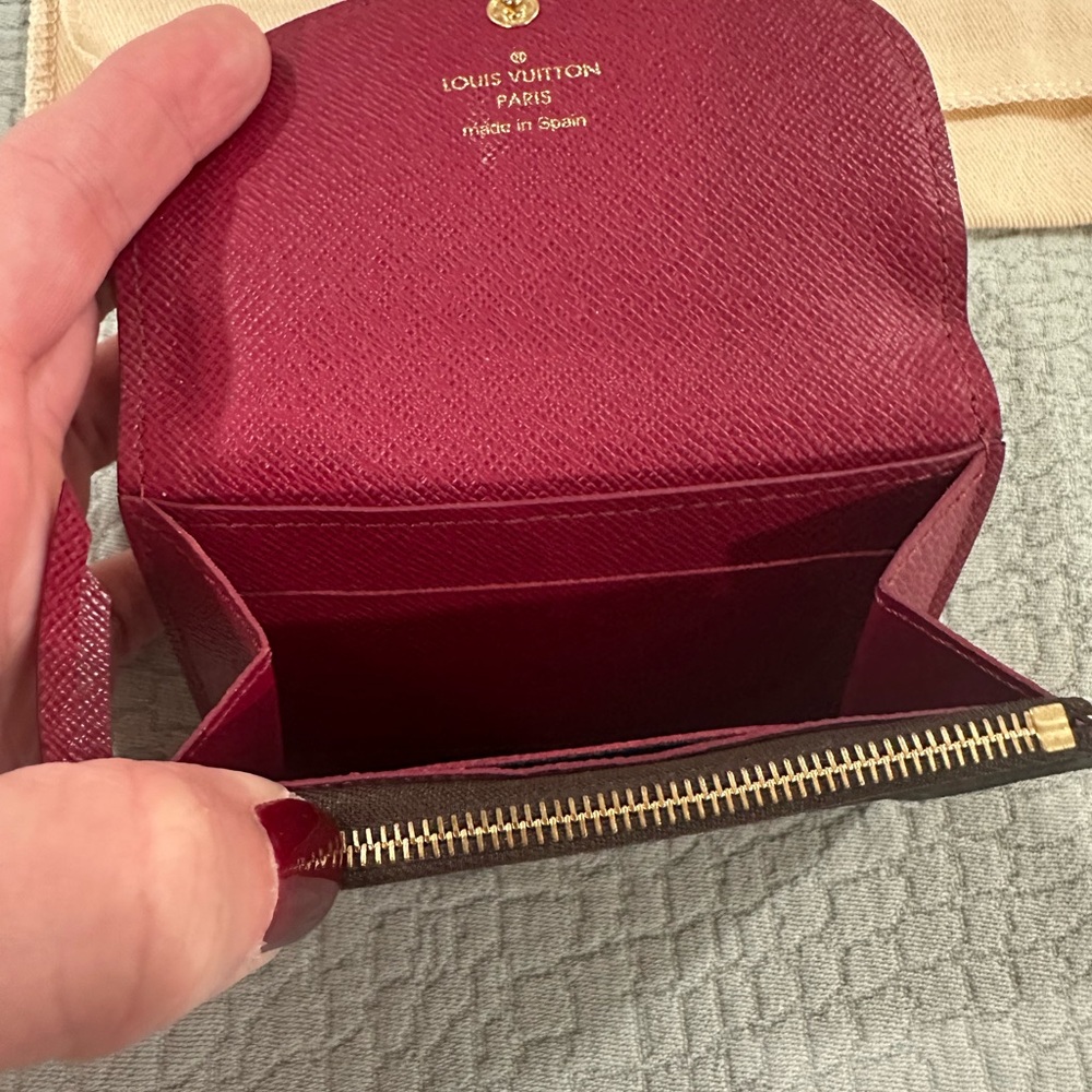 Louis Vuitton Dark Brown Monogram Coin Purse with Red Button - Picture 5 of 11